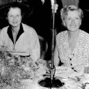 Literary luncheon of Foyle at The Dorchester. Photo shows Gladys Cooper, in whose honor lunch was given, in photo with her daughter, Mrs. Robert Morley, over lunch. July 7, 1953 - 454 x 365