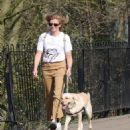 Jane Danson – stroll with her Labrador dog in the Cheshire sunshine - 454 x 506