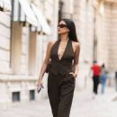 Shay Mitchell – Wearing a brown outfit in Paris