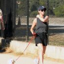 Brittany Snow – On stroll with her dog in Los Angeles - 454 x 558