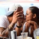 Christina Milian on a date with Brandon Marshall at Stout Restaurant in Hollywood