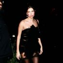 Hailey Bieber – In all black arriving at Lori Harvey’s 26th birthday party in West Hollywood