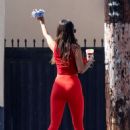 Eiza Gonzalez – In all-red workout outfit to the gym in West Hollywood
