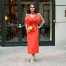 Minnie Driver – Wears a red Carolina Herrera dress for the premiere of ‘Modern Love’ in New York