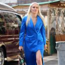 Lindsey Vonn – In a satin blue Gucci outfit promoting her new book ‘Rise – My Story’ in New York