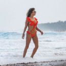 Arianny Celeste in Red Bikini on the beach in Tulum - 454 x 303