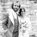 John Peel and wife Sheila Gilhooly with thier dog Woggle at their wedding, Regents Park, London, 31st August 1974. Photo by Michael Putland