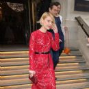 Claire Danes – In Red dress Leaves her hotel in London - 454 x 651