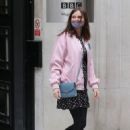 Sophie Ellis Bextor – In a polka dot mini dress and a pink bomber jacket posing at BBC Radio 2 - 454 x 660