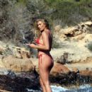 Arabella Chi – In a Red Bikini in Ibiza - 454 x 601