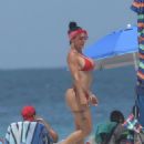 Lis Vega – in a red bikini at the beach in Miami - 454 x 588