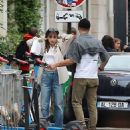 Lily Collins – With new boyfriend Charlie McDowell go for a ride in scooter in Paris
