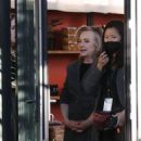 Kim Kardashian – With Hillary and Chelsea Clinton film a segment for ‘Gutsy Women’ in Canoga Park - 454 x 629