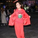 Myleene Klass – In a red trouser suit stepping out at Smooth radio in London
