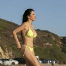 Claudia Alende in Yellow Bikini on the beach in Los Angeles - 454 x 681