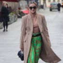 Ashley Roberts – Wears festive green skirt stepping out from Heart radio in London