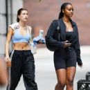 Hailey Bieber – With Justine Skye seen at Gotham Gym in New York - 454 x 615