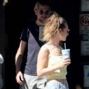 Lily James – Dons Daisy Dukes with boyfriend Michael Shuman out in California