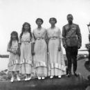 Nicholas II and his daughters on the beach of the Lower dacha in Peterhof - 454 x 455