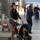 Jessica Alba: departing on a flight at LAX airport in Los Angeles