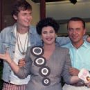 Jovanotti, Marisa Laurito, and Giorgio Faletti in Fantastico 90 (1990)