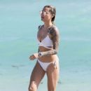 Sophia Thomalla in White Bikini on the beach in Miami - 454 x 681