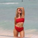 Grace Levy in Red Bikini on the beach in Tulum - 454 x 387