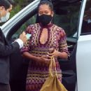 Regina King – Steps out in a long patterned dress and strappy heels in Los Angeles