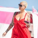 Amber Rose in Black Bikini on the beach in Miami