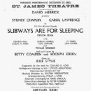 Subways Are For Sleeping Original 1961 Broadway Musical - 454 x 465