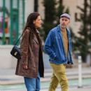 Katie Holmes – In a brown leather jacket on a stroll through the streets of New York