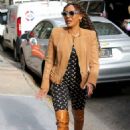 Mel B – Arrives at Tamron Hall in tan leather jacket in New York