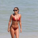 Chantel Jeffries – In a red bikini at the beach with friends in Miami