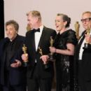 Christopher Nolan, Emma Thomas, and Charles Roven, winners of the Best Picture award for “Oppenheimer”, pose with Al Pacino - The 96th Annual Academy Awards (2024)