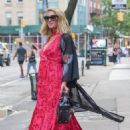 Paris Hilton – Seen in an red floral dress in New York City
