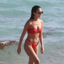 Racquel Natasha in Red Bikini on the beach in Miami - 454 x 681