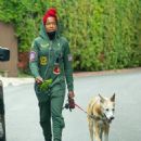 Regina King – Walks her dog in Los Angeles