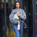 Rochelle Humes – In a grey sweater stepping out in London’s Soho - 454 x 685