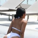 Natalie Nunn in White Bikini at a pool in Spain - 454 x 711