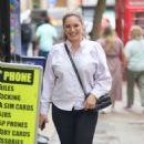 Kelly Brook – Seen in a white blouse and tight pants at Heart Radio in London