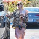 Emma Roberts – In a checkered jacket while out for a coffee at Mauro Cafe