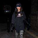Maya Jama &#8211; In zebra print thigh high boots out in London