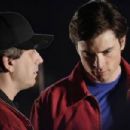 Director James Marshall speaks with Tom Welling during the production of Doomsday - 454 x 302