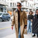 Bruna Marquezine – In Milan during Fashion Week sporting a Bottega Veneta coat and bag - 454 x 681