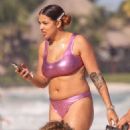 Kamiah Adams in Bikini on the beach in Tulum