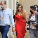 Sofia Vergara – Out in a bright red dress in Pasadena