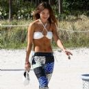 Jocelyn Chew – In white bikini on the beach in Miami - 454 x 681