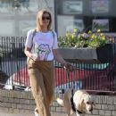 Jane Danson – stroll with her Labrador dog in the Cheshire sunshine - 454 x 561