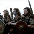 Brendan Gleeson as Hamish Campbell, Mel Gibson as William Wallace, David O'Hara as Stephen, the Irish Fighter, Tommy Flanagan as Morrison and Donal Gibson as Stewart in Braveheart (1995)