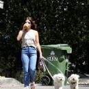 Lucy Hale – out for a dog walk in Los Angeles